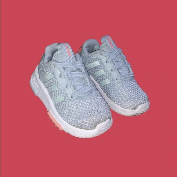 adidas | Shoes | Adidas Girls Racer Tr 2 Light Gray Pink Sneakers Size 5k |  Poshmark